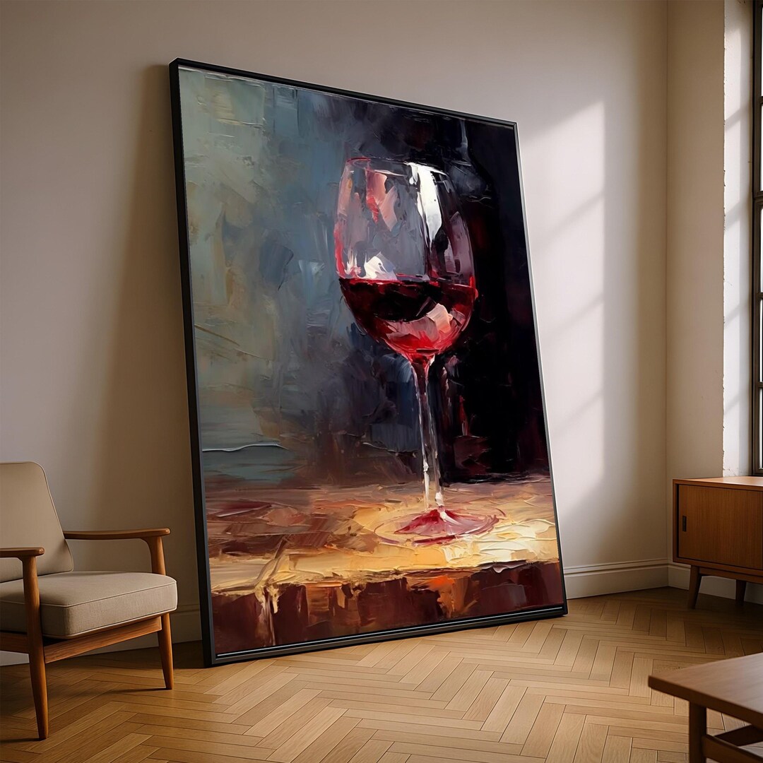 Red Wine Glass Canvas, Abstract Still Life Wall Art, Wine Lover Home ...