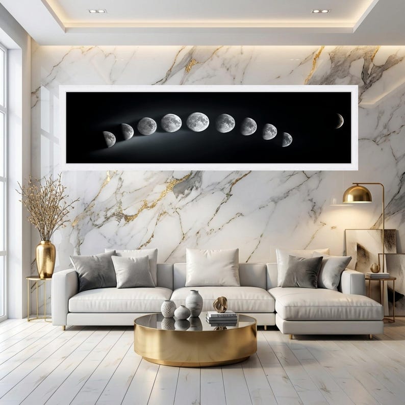 Lunar Phases Display Canvas, Moon Cycle Wall Art, Astronomy Decor ...