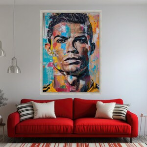 Vibrant Abstract Portrait Canvas, Modern Urban Wall Art, Colorful Graffiti Face Canvas, Contemporary Male Artwork, Home Décor Canvas Print image 8