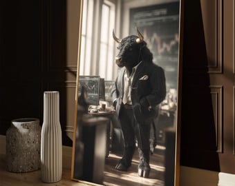 Canvaskunst stier in pak: modern financieel schilderij