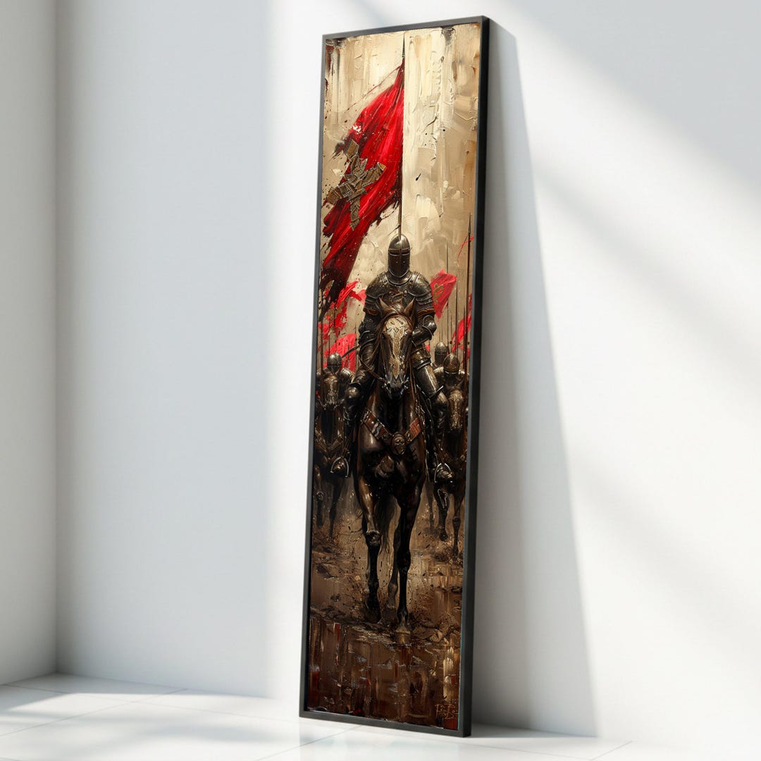 Medieval Knight on Horseback Canvas, Warrior Cavalry Wall Art ...