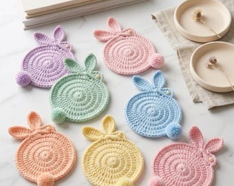 Hasen Untersetzer Häkelanleitung PDF | Niedliches Kaninchen Mug Rug | Leicht Anfänger Amigurumi | Ostern Dekor Geschenk | Sofort Download