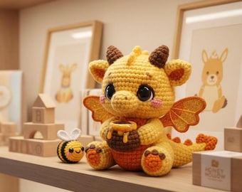 Honey Dragon Amigurumi Crochet Pattern | Beginner Friendly (PDF Pattern)