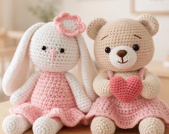 Teddy Bear Crochet Pattern PDF | Free Bunny Pattern Valentine Amigurumi | Instant Download