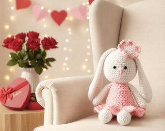 Crochet Easter Bunny Pattern PDF Easy | Plush Amigurumi Rabbit with Long Ears