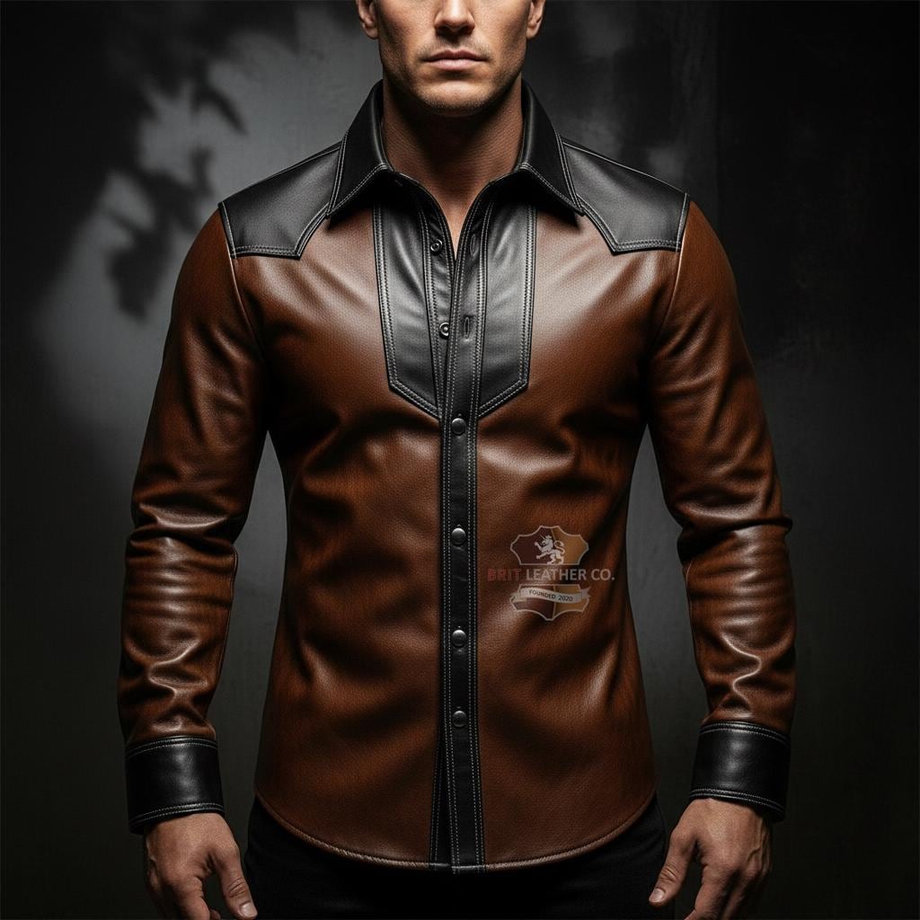 Handmade Leather Cowboy Shirt: Renaissance Medieval Biker Style