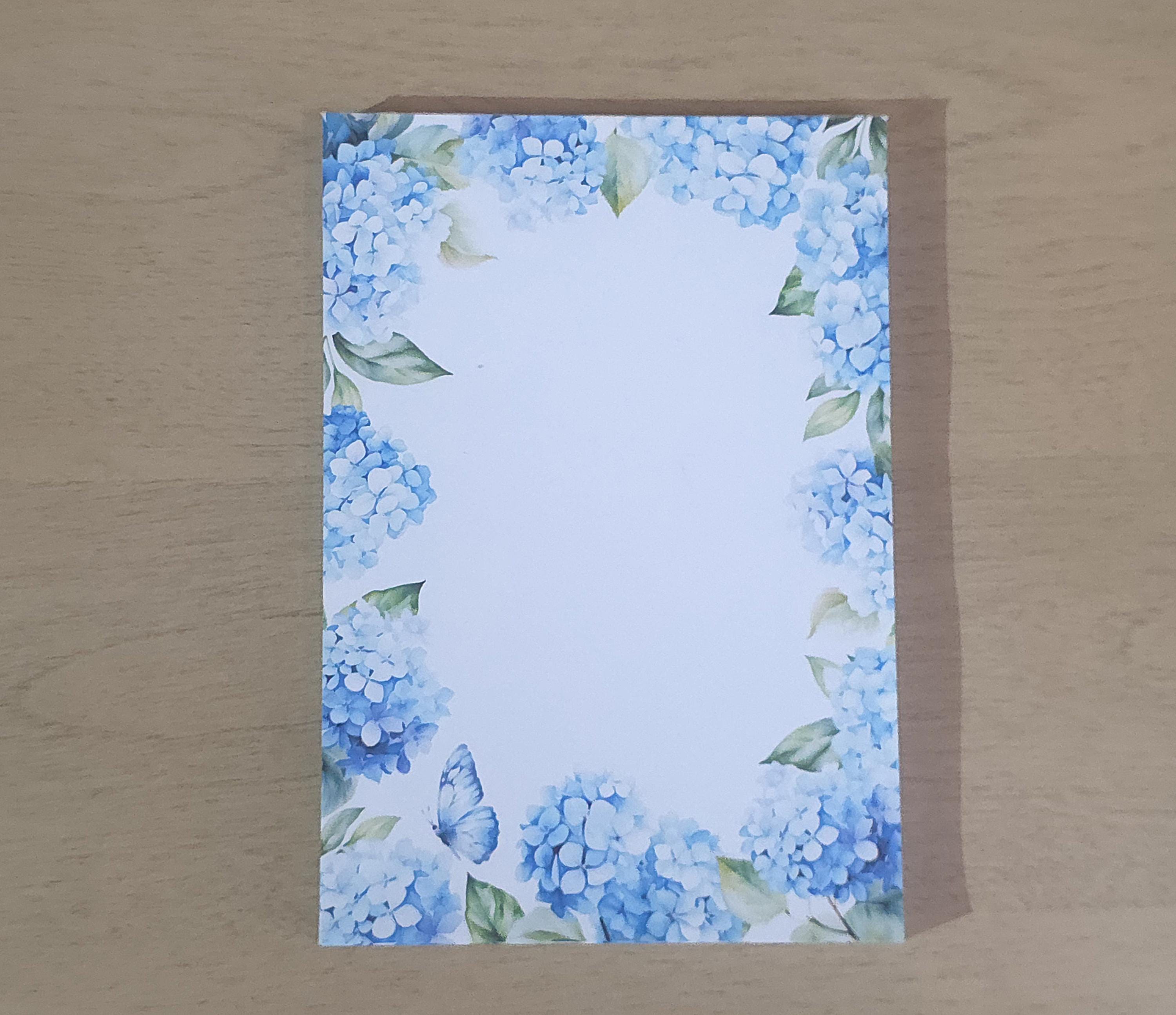 Blue Hydrangea Notepad Set | Floral Memo Pads, Handmade Stationery - Etsy