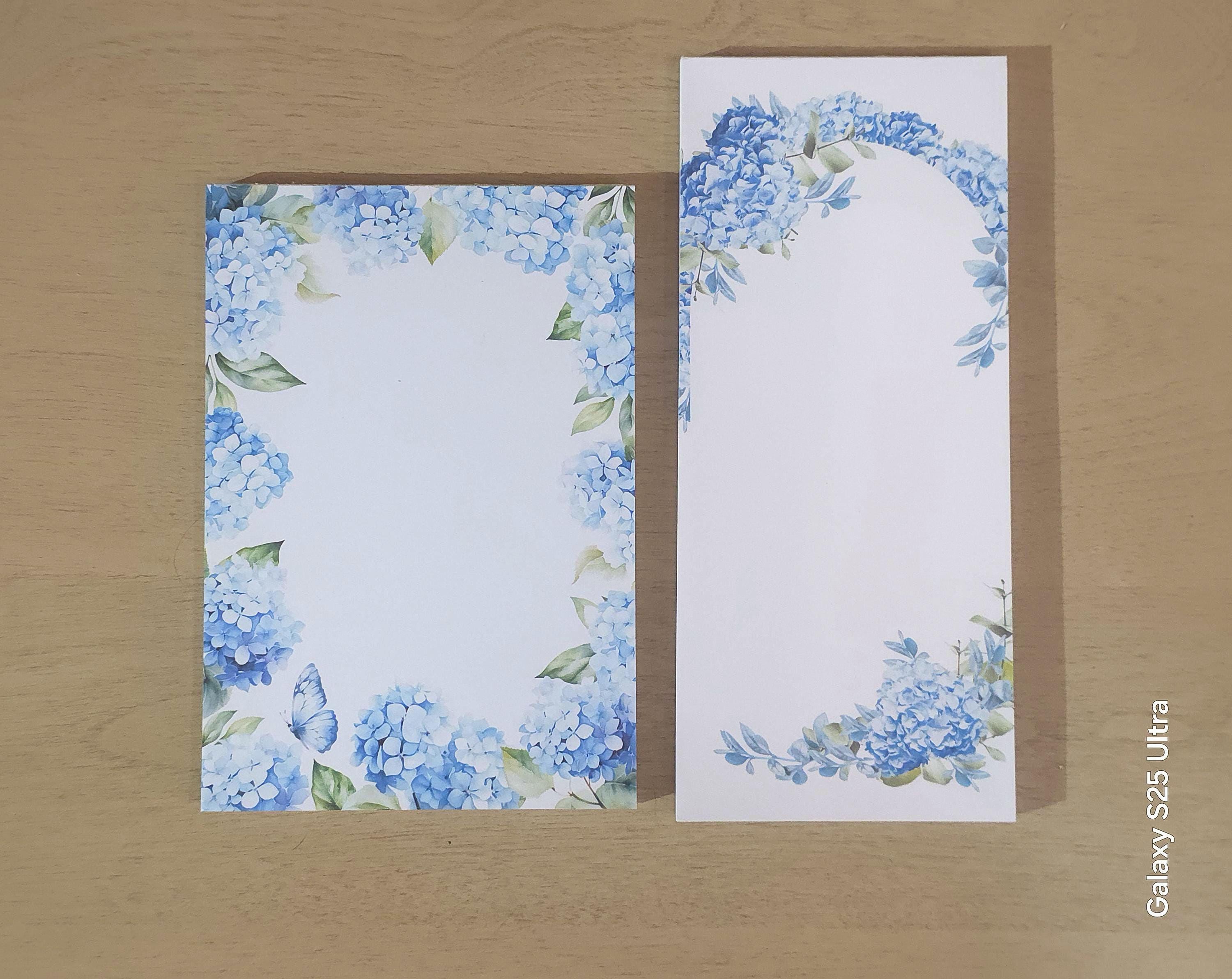 Blue Hydrangea Notepad Set | Floral Memo Pads, Handmade Stationery - Etsy
