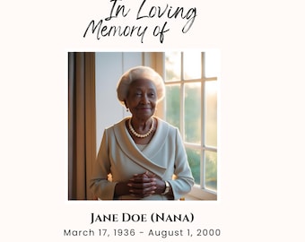 Funeral Program Template, Celebration of Life Obituary, Editable Memorial Service Pamphlet, Funeral Brochure, Instant Digital Download