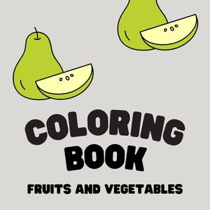 Fruits & Vegetables Coloring Book: 20 Printable Pages, Kids Activity (Digital Download)