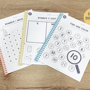 Number of the Week Printable Worksheets, Number Worksheets 1–10, Number Tracing, Number Counting, Preschool Math Curriculum, Toddler Workbook