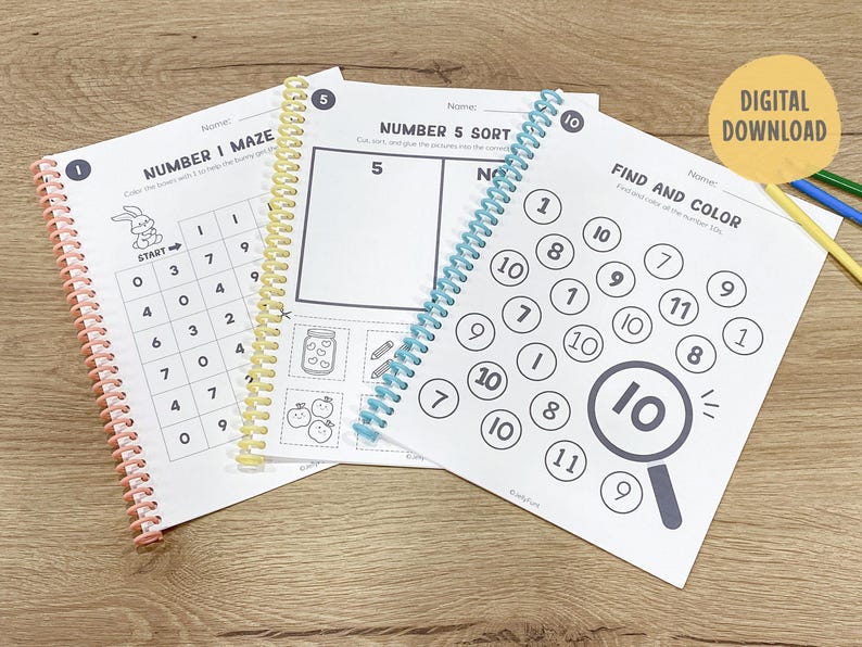 Number of the Week Printable Worksheets, Number Worksheets 1–10, Number Tracing, Number Counting, Preschool Math Curriculum, Toddler Workbook
