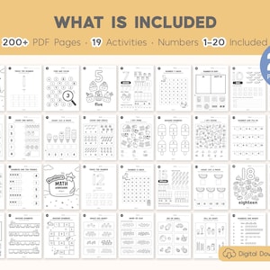 Number of the Week Printable Worksheets, Number Worksheets 1–20, Number Tracing, Number Counting, Preschool Math Curriculum, Toddler Workbook