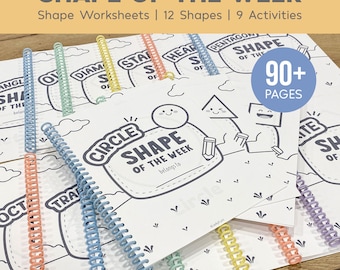 Shape of the Week Printable Worksheets, 2D Shape Worksheets, Shape Tracing, Shape Recognition, Preschool Math Curriculum, Toddler Workbook