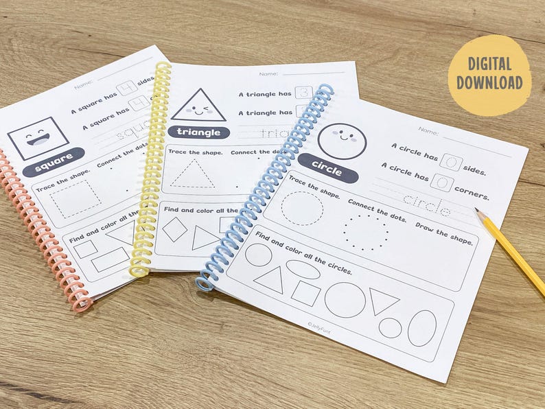 Shape of the Week Printable Worksheets, 2D Shape Worksheets, Shape Tracing, Shape Recognition, Preschool Math Curriculum, Toddler Workbook