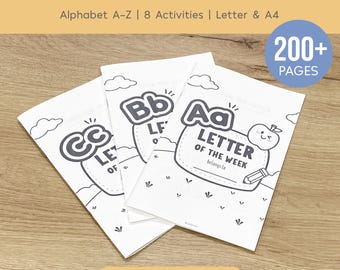 Letter of the Week Activity Book, Alphabet Tracing Worksheets, Alphabet Coloring Worksheet, Printable Alphabet Workbook, Preschool Learning