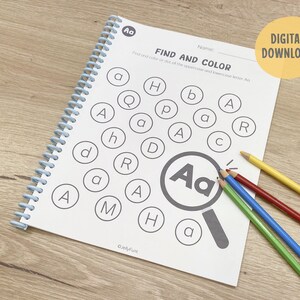 Alphabet Find and Color Worksheets Printable, Letter Recognition, Uppercase and Lowercase, Letter Worksheets, Preschool Curriculum