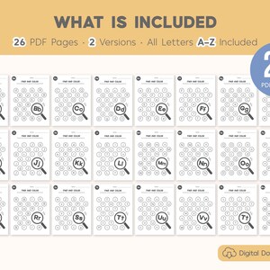 Alphabet Find and Color Worksheets Printable, Letter Recognition, Uppercase and Lowercase, Letter Worksheets, Preschool Curriculum