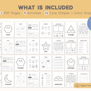 Shape of the Week Printable Worksheets, 2D Shape Worksheets, Shape Tracing, Shape Recognition, Preschool Math Curriculum, Toddler Workbook