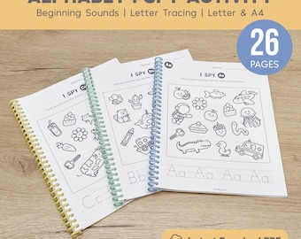 Alphabet I Spy Worksheets Printable, Beginning Sounds, Letter Recognition, Phonics Activities, Alphabet Tracing, Preschool Worksheets