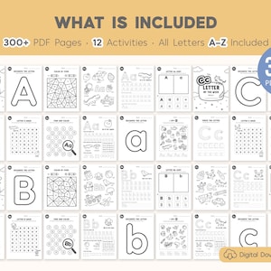 Letter of the Week Printable Worksheets, Alphabet Tracing, Alphabet Coloring, Preschool Curriculum, Toddler Workbook, Homeschool Learning Binder