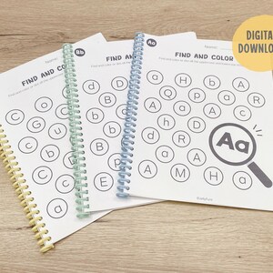 Alphabet Find and Color Worksheets Printable, Letter Recognition, Uppercase and Lowercase, Letter Worksheets, Preschool Curriculum
