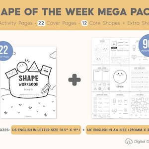 Shape of the Week Printable Worksheets, 2D Shape Worksheets, Shape Tracing, Shape Recognition, Preschool Math Curriculum, Toddler Workbook