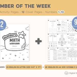 Number of the Week Printable Worksheets, Number Worksheets 1–10, Number Tracing, Number Counting, Preschool Math Curriculum, Toddler Workbook