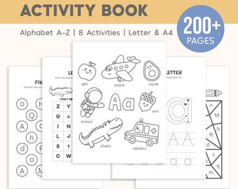 Letter of the Week Activity Book, Alphabet Tracing Printable Worksheets, Alphabet Tracing,  Alphabet Coloring Worksheet, Preschool Learning