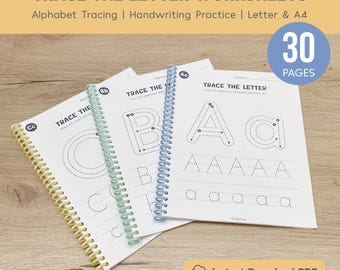 Trace the Letter Worksheets Printable, Alphabet Tracing Worksheets, Handwriting Practice for Kids, Letter Tracing, Preschool Curriculum