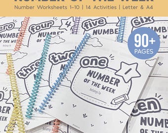 Number of the Week Printable Worksheets, Number Worksheets 1–10, Number Tracing, Number Counting, Preschool Curriculum, Toddler Workbook