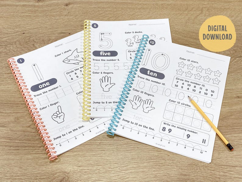 Number of the Week Printable Worksheets, Number Worksheets 1–10, Number Tracing, Number Counting, Preschool Math Curriculum, Toddler Workbook