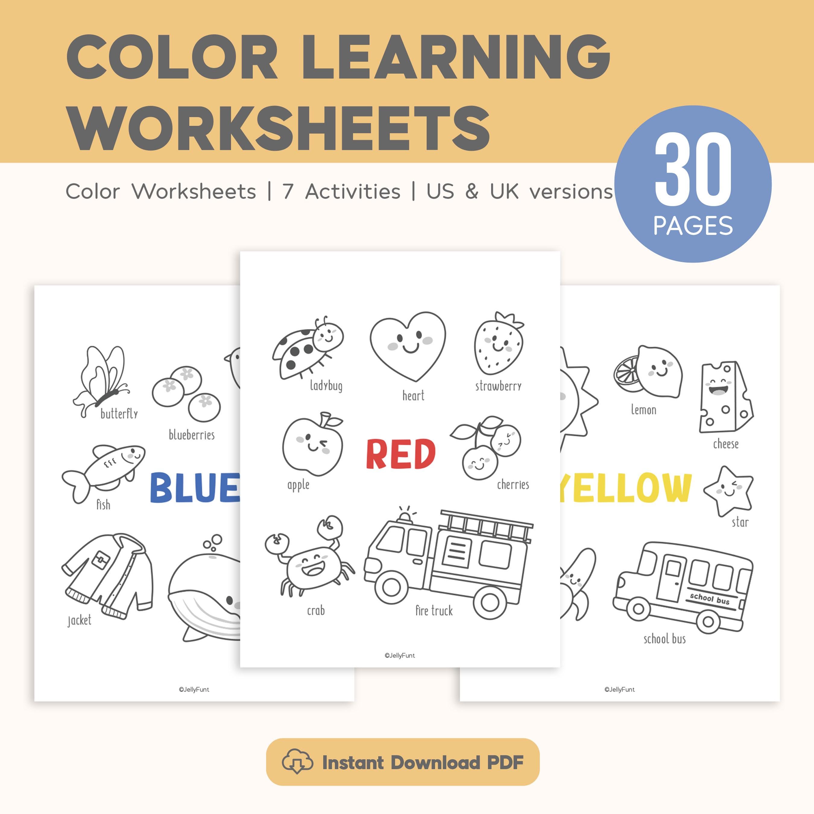 Learning Colors Printable Worksheets, Preschool Color Recognition ...