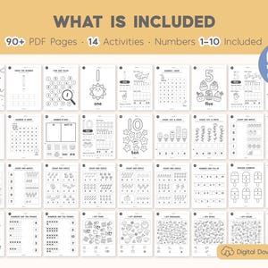 Number of the Week Printable Worksheets, Number Worksheets 1–10, Number Tracing, Number Counting, Preschool Math Curriculum, Toddler Workbook