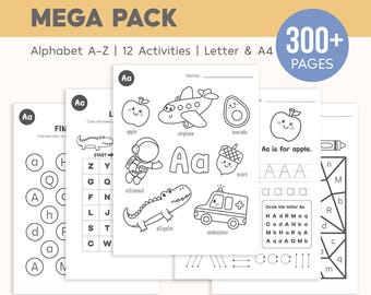 Letter of the Week Printable Worksheets, Alphabet Tracing, Alphabet Coloring, Handwriting Practice, Preschool Curriculum, Toddler Workbook