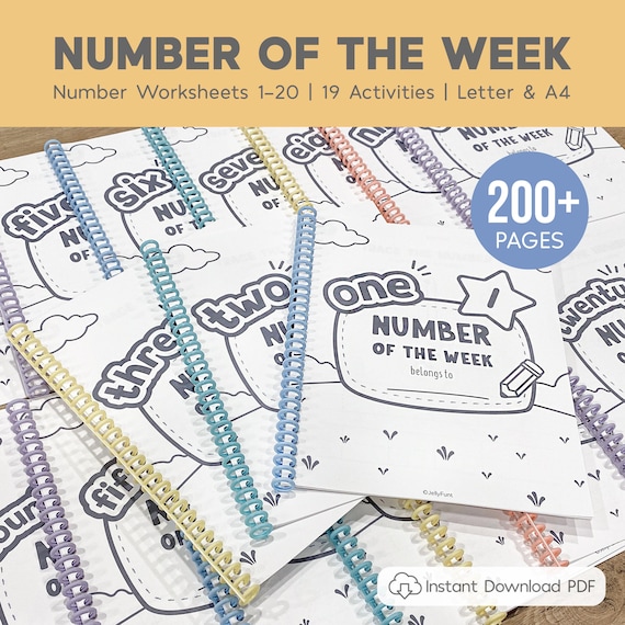 Number of the Week Printable Worksheets, Number Worksheets 1–20, Number Tracing, Number Counting, Preschool Curriculum, Toddler Workbook