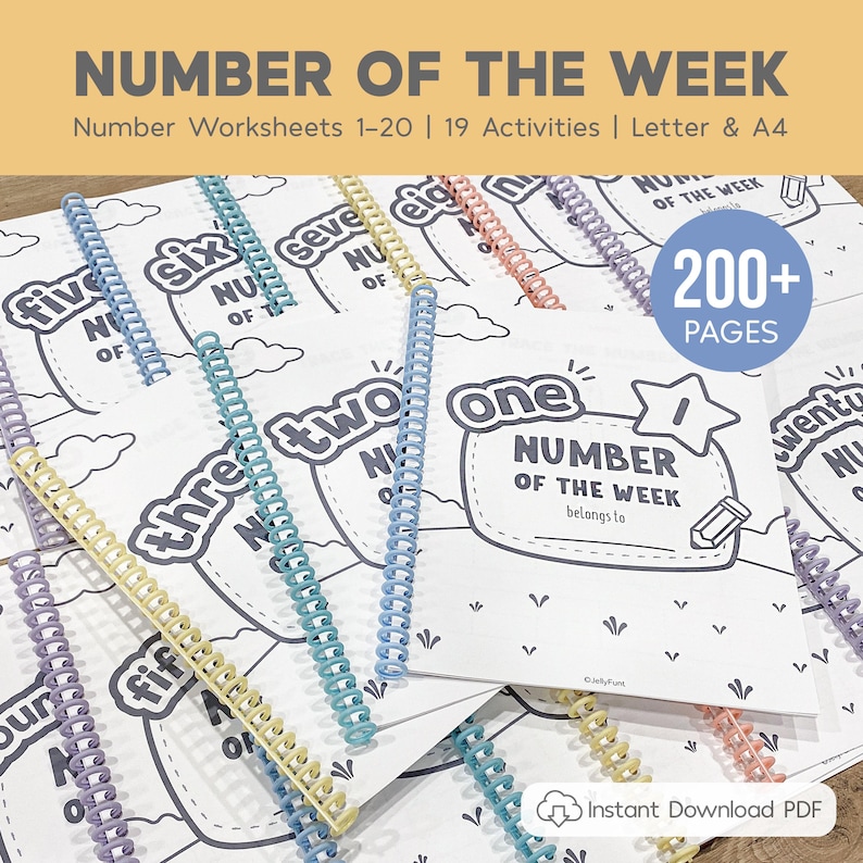 Number of the Week Printable Worksheets, Number Worksheets 1–20, Number Tracing, Number Counting, Preschool Curriculum, Toddler Workbook
