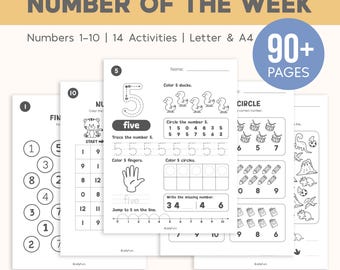 Number Worksheets 1–10 Printable, Number Tracing, Number Counting, Preschool Math Curriculum, Toddler Math Workbook, Learning Numbers