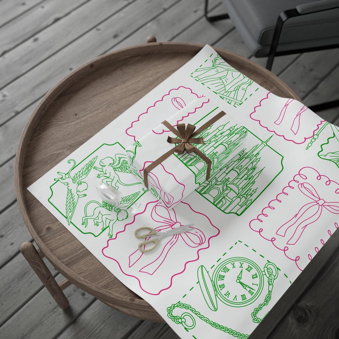 Wicked Rapping Paper WICKED Green Floral & Pink Gift Box Wrapping Paper | Roll - Etsy