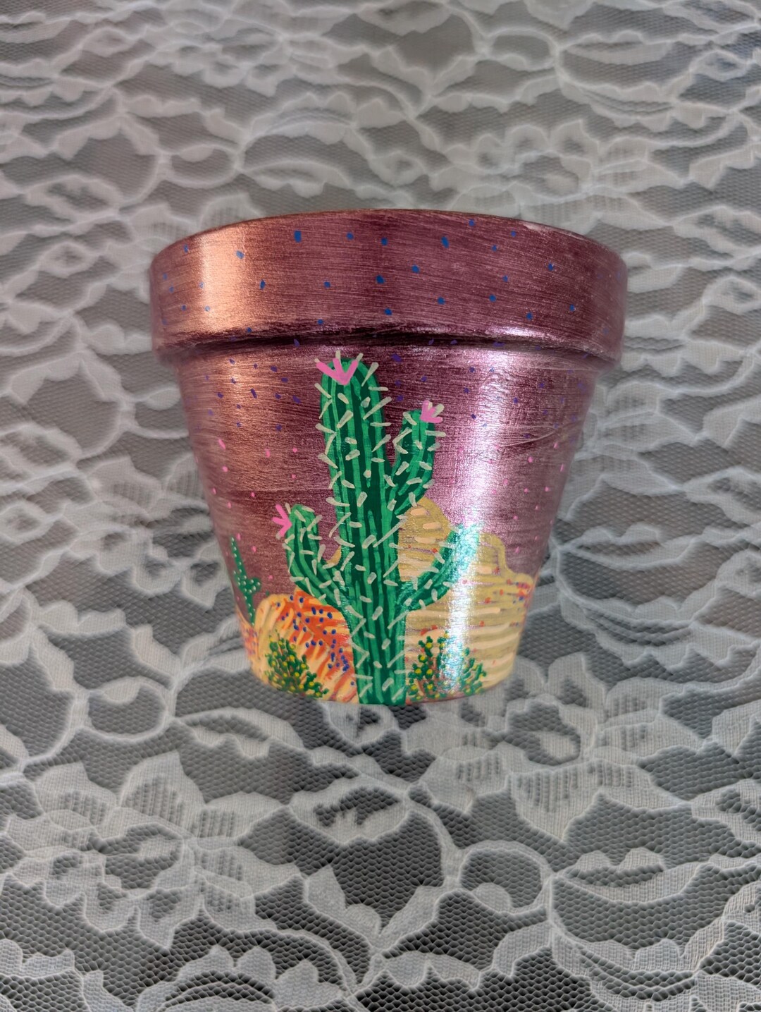 4インチの手描き植木鉢 - Etsy 日本