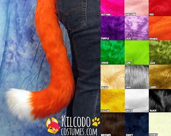 Custom Faux Fur Cosplay Fursuit Cat Feline Tail – 33” - Choose Your Colors - Ships Fast!