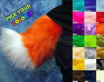 FAST SHIP - Custom Color! Fluffy Furry Costume Cosplay Fursuit Wolf Fox Puppy Dog Tail - Made to Order