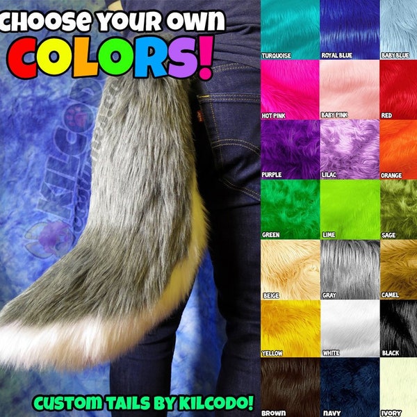 FAST SHIP - Choose Your Colors! Custom Faux Fur Husky Wolf Fox Tail - Cosplay - Fursuit - Furry - Costume