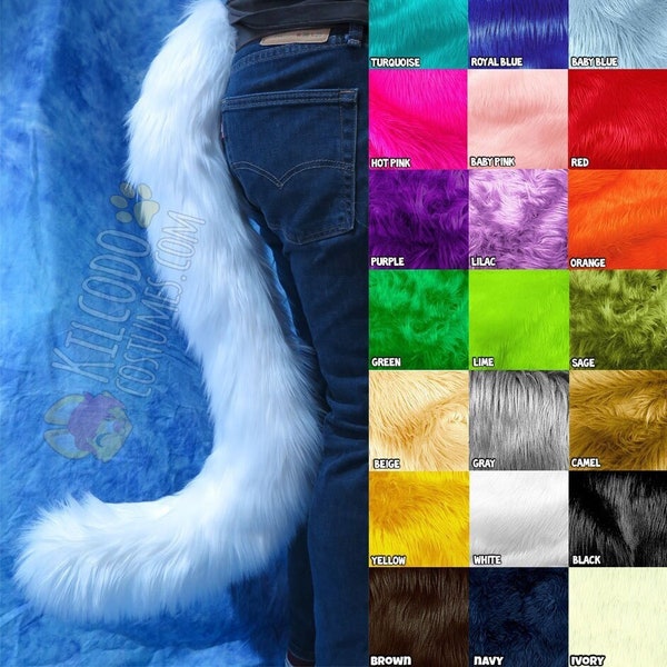 FAST SHIP - Choose Your Colors! Faux Fur Feline Cat Kitty Neko Tail - Cosplay - Fursuit - Furry - Costume