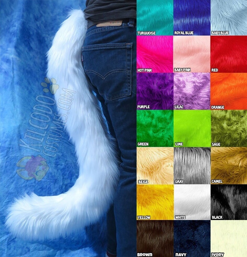 FAST SHIP Choose Your Colors Faux Fur Feline Cat Kitty Neko Tail Cosplay Fursuit Furry Costume image 1