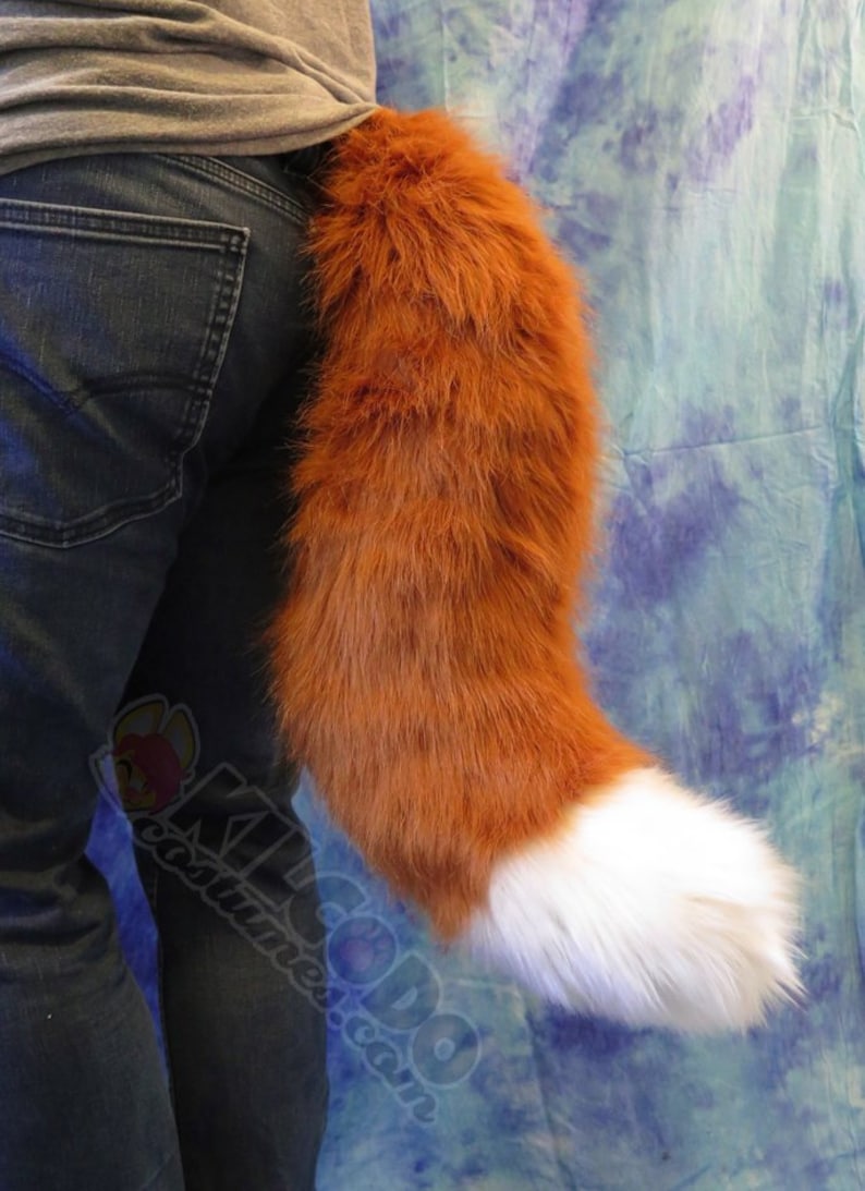 Realistic Fursuit Tail Fox Rust Red Copper FauxFur Furry Cosplay Costume