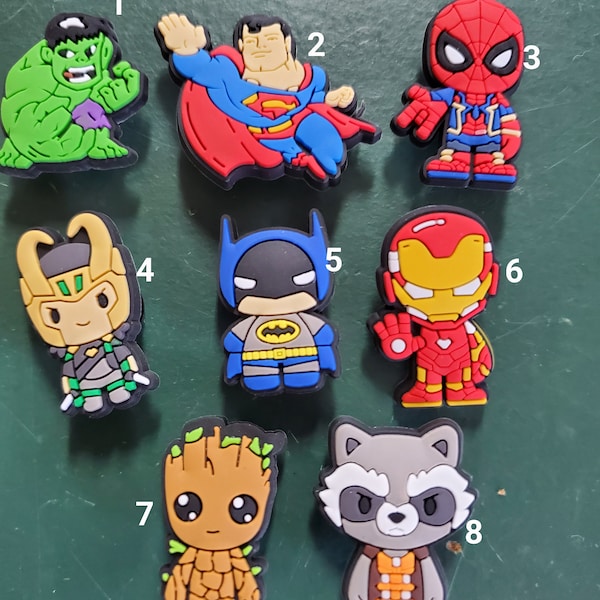 Super heros Shoe Charm Spiderman Batman Iron man Hulk Superman Groot Rocket Loki