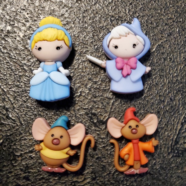 Disney Shoe Charms Cinderella Shoe Charms Fairy Godmother Gus Gus Jaq Mice Disneyworld Disneyland  Fish Extender Gift  FE