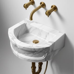 Modern-Minimalist Carrara Marble Sink: Timeless Elegance and Radiance for Your Bathroom