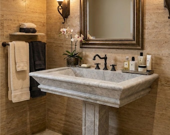 Modern Pedestal  marble sink